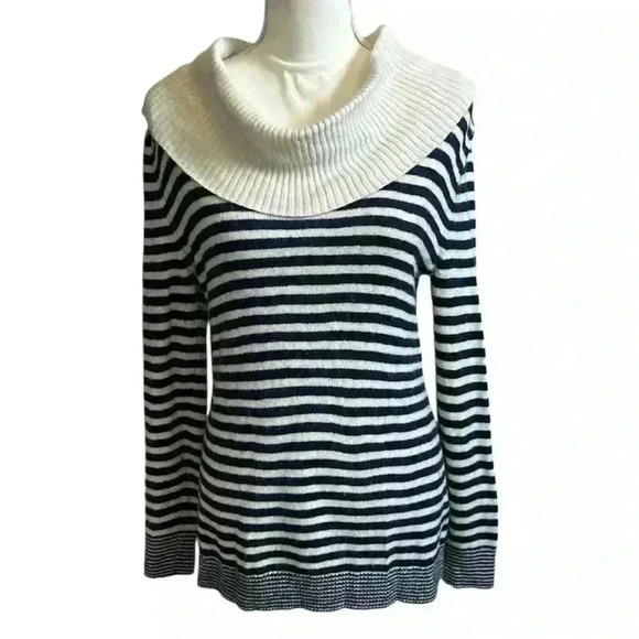 Vineyard Vines Sweater Long Sleeve Navy & Cream Striped Angora/Cashmere Women S - Picture 1 of 9